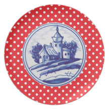 Dutch traditional blue tile dinner plates