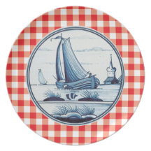 Dutch traditional blue tile dinner plates