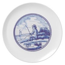 Dutch traditional blue tile dinner plates