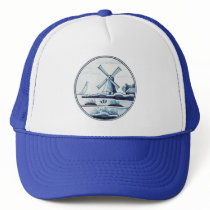Dutch traditional blue tile trucker hat