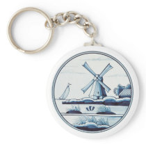 Dutch traditional blue tile key chain