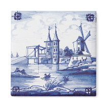 Dutch traditional blue tile refrigerator magnet