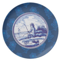 Dutch traditional blue tile party plate