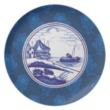 Dutch traditional blue tile party plates
