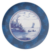 Dutch traditional blue tile party plates