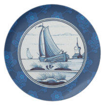 Dutch traditional blue tile plate