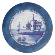 Dutch traditional blue tile plate