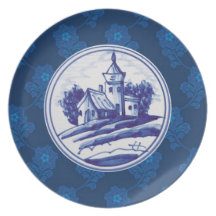 Dutch traditional blue tile plate