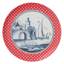 Dutch traditional blue tile plate