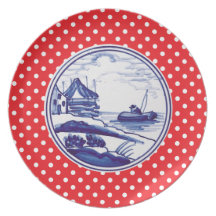 Dutch traditional blue tile plates