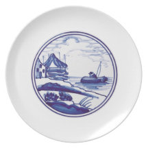 Dutch traditional blue tile plates