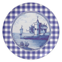 Dutch traditional blue tile plates