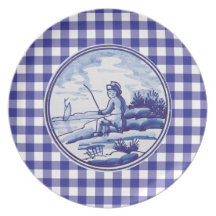 Dutch traditional blue tile plates