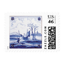 Dutch traditional blue tile postage stamps