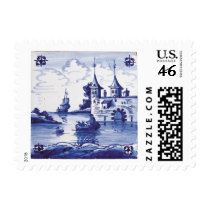 Dutch traditional blue tile postage stamp