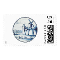 Dutch traditional blue tile postage stamp
