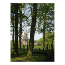 Dutch Windmill and Trees Photo Poster Art posters