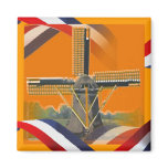 Dutch Windmill Red White Blue Orange Fridge Magnet