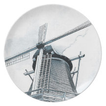 Dutch windmills - delft blue plate