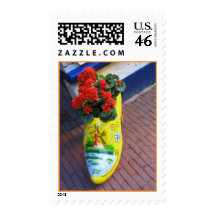 Dutch Wooden Shoe Clog with Flowers Post Stamps