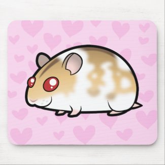 Cartoon Mottled Argente Cambells Dwarf Hamster Love Hearts Mousepad Cartoon Mottled Argente Cambells Dwarf Hamster Love Hearts Mousepad