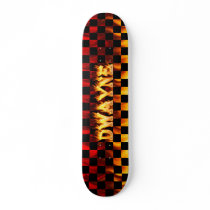 Dwayne skateboard fire and flames design.