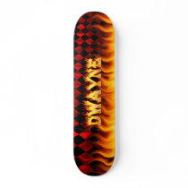 Dwayne skateboard fire and flames design.