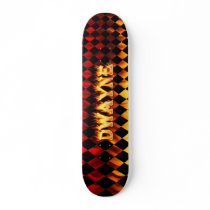 Dwayne skateboard fire and flames design.