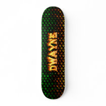 Dwayne skateboard fire and flames design.