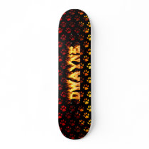 Dwayne skateboard fire and flames design.