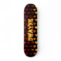 Dwayne skateboard fire and flames design.