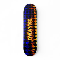 Dwayne skateboard fire and flames design.