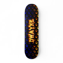 Dwayne skateboard fire and flames design.