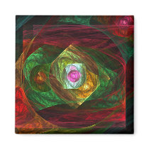 Dynamic Connections Abstract Art Square Magnet
