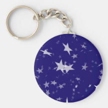 Dynamic Starfield: White Stars on Blue Background Keychain