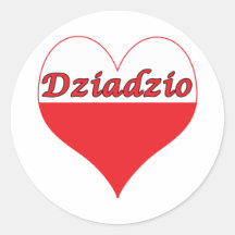 Dziadzio Polish Heart Round Stickers