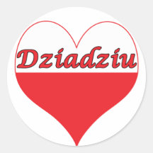 Dziadziu Polish Heart Round Sticker