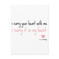 E. E. Cummings - Carry Your Heart Post Card