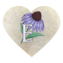 E for Echinacea Floral Monogram stickers