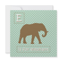 "E" is for Elephant Baby Shower Invitations