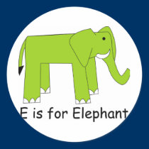 E is for Elephant stickers