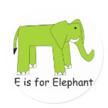 E is for Elephant Round Stickers