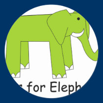 E is for Elephant stickers