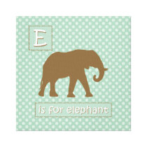 "E" is for Elephant Stretched Canvas Prints