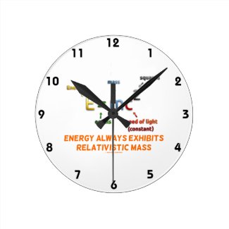 E=mc^2 Energy Always Exhibits Relativistic Mass Round Wall Clocks