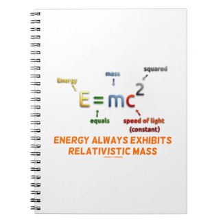 E=mc^2 Energy Always Exhibits Relativistic Mass Spiral Notebook