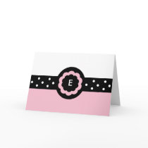 E :: Monogram E Dotted Pink & White Card