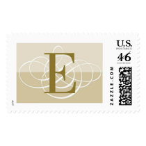 E Two Toned Classic Wedding Monogram Postage Stamp