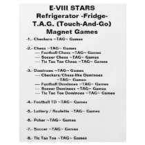E-VIII STARS Refrigerator (Fridge) Magnet Games Full Color Flyer