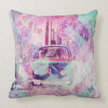E Wagon Dreams in SanFransco aka HippyVille Throw Pillow